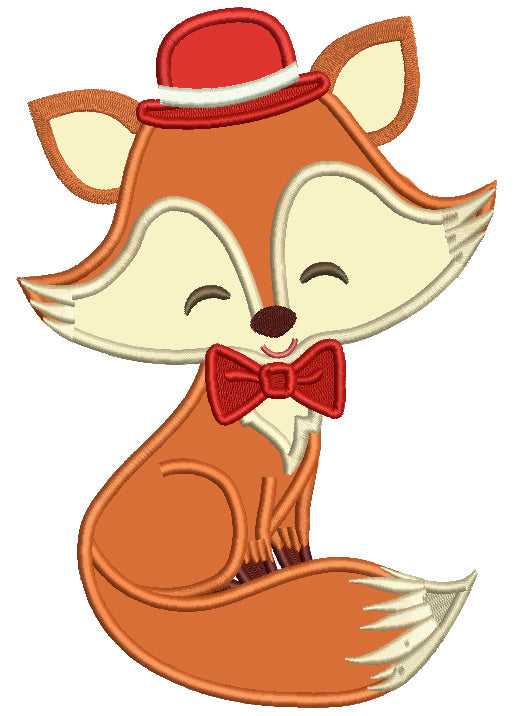 Boy Fox Wearing a Hat Valentine's Day Applique Machine Embroidery Design Digitized Pattern
