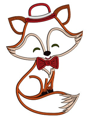 Boy Fox Wearing a Hat Valentine's Day Applique Machine Embroidery Design Digitized Pattern