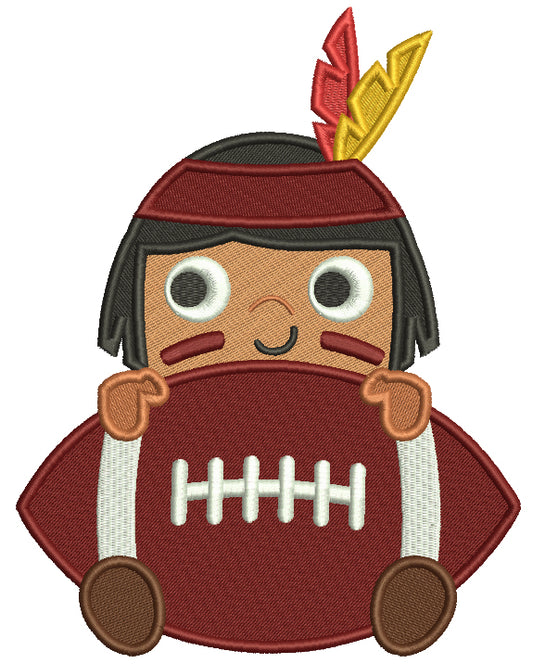 Boy Indian With a Football Sports Filled Machine Embroidery Design Digitized Pattern