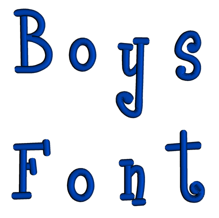 Boys Font Machine Embroidery Script Upper and Lower Case 1 2 3 inches