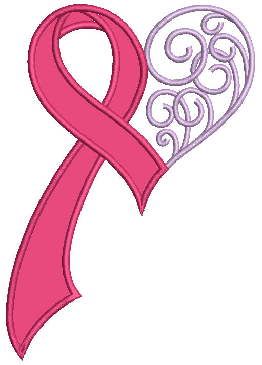 Breast Cancer Awareness Ornamental Ribbon Applique Machine Embroidery Design Digitized Pattern