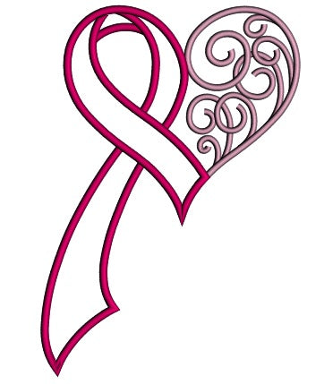 Breast Cancer Awareness Ornamental Ribbon Applique Machine Embroidery Design Digitized Pattern