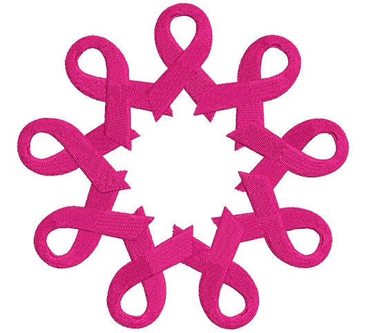 Breast Cancer Awareness Ribbons in the circle Filled Machine Embroidery Design Digitized Pattern