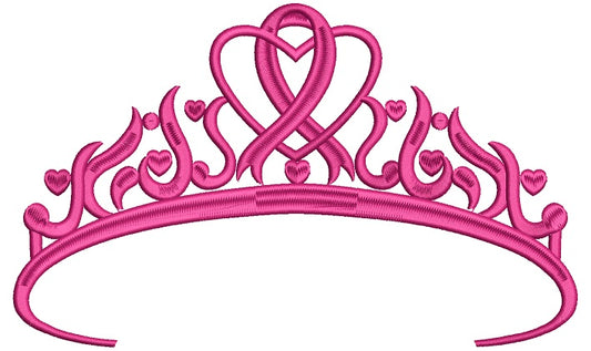 Breast Cancer Awareness Tiara Filled Machine Embroidery Design Digitized Pattern