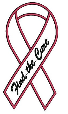Breast Cancer Ribbon - Find the cure Machine Embroidery Digitized Design Applique Pattern - Instant Download - 4x4 , 5x7, and 6x10 -hoops