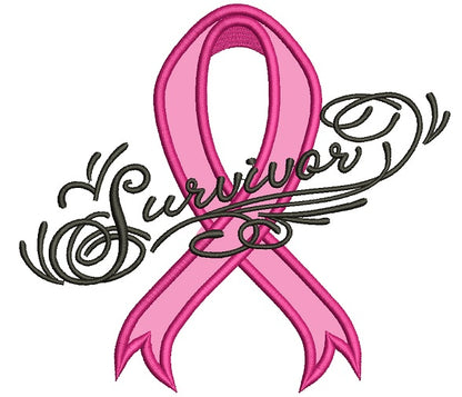 Breast Cancer Survivor Ribbon Applique Machine Embroidery Design Digitized Pattern
