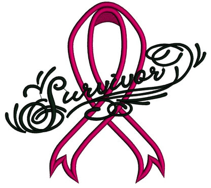 Breast Cancer Survivor Ribbon Applique Machine Embroidery Design Digitized Pattern