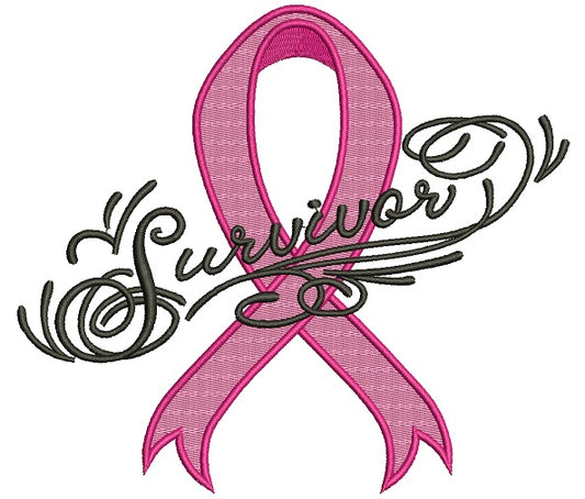 Breast Cancer Survivor Ribbon Filled Machine Embroidery Design Digitized Pattern