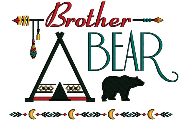 Brother Bear Tribal Applique Machine Embroidery Design Digitized Pattern