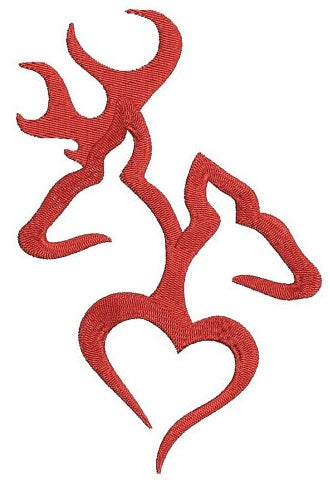 Browning Doe, Buck, deer with Heart digitized machine embroidery design - Instant Download -4x4 , 5x7, and 6x10 hoops