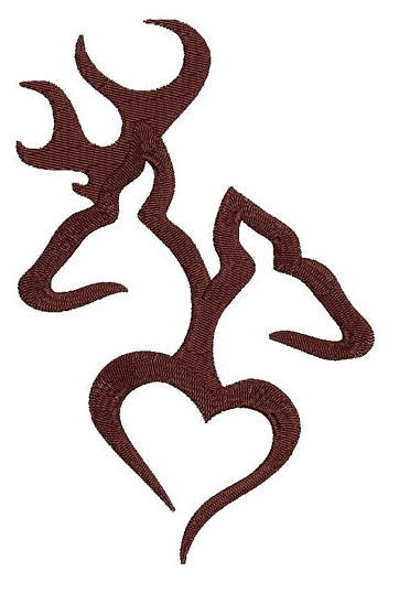 Browning Doe, Buck, deer with Heart digitized machine embroidery design - Instant Download -4x4 , 5x7, and 6x10 hoops