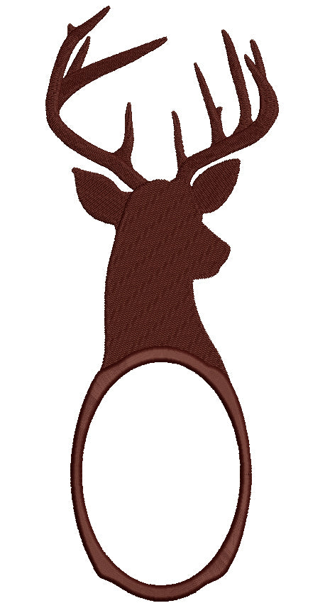 Buck Deer Hunting Oval Filled Machine Embroidery Digitized Design Pattern