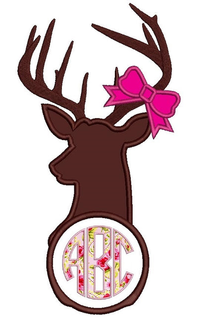 Buck Deer With Bow and Cirlce Hunting Applique Machine Embroidery Digitized Design Pattern