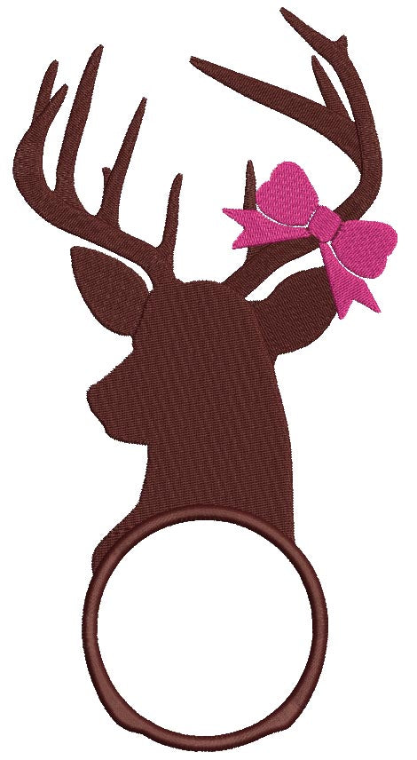 Buck Deer With Bow and Cirlce Hunting Filled Machine Embroidery Digitized Design Pattern