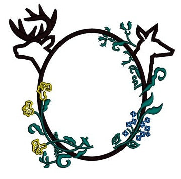 Buck and Doe Frame Applique Machine Embroidery Digitized Pattern- Instant Download - 4x4 ,5x7,6x10 -hoops