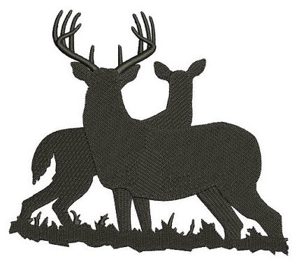 Buck and a doe in the field hunting Machine Embroidery Digitized Filled Design Pattern- Instant Download - 4x4 ,5x7,6x10 -hoops