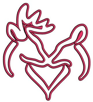 Buck and doe heart kissing applique machine embroidery digitized design pattern - Instant Download -4x4 , 5x7, and 6x10 hoops