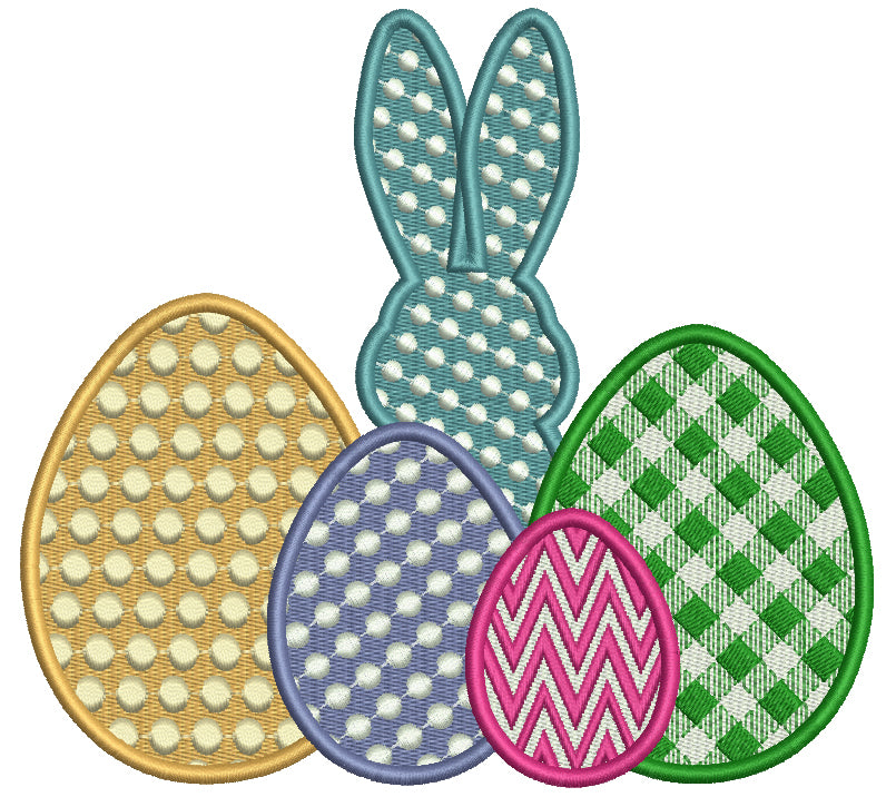 Egghead Designs Bunny And Four Eggs Easter Filled Machine Embroidery Design Digitized ...