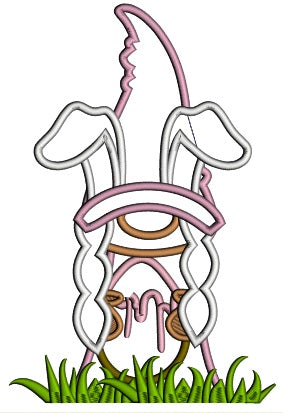 Bunny Gnome Holding Easter Egg Applique Machine Embroidery Design Digitized Pattern