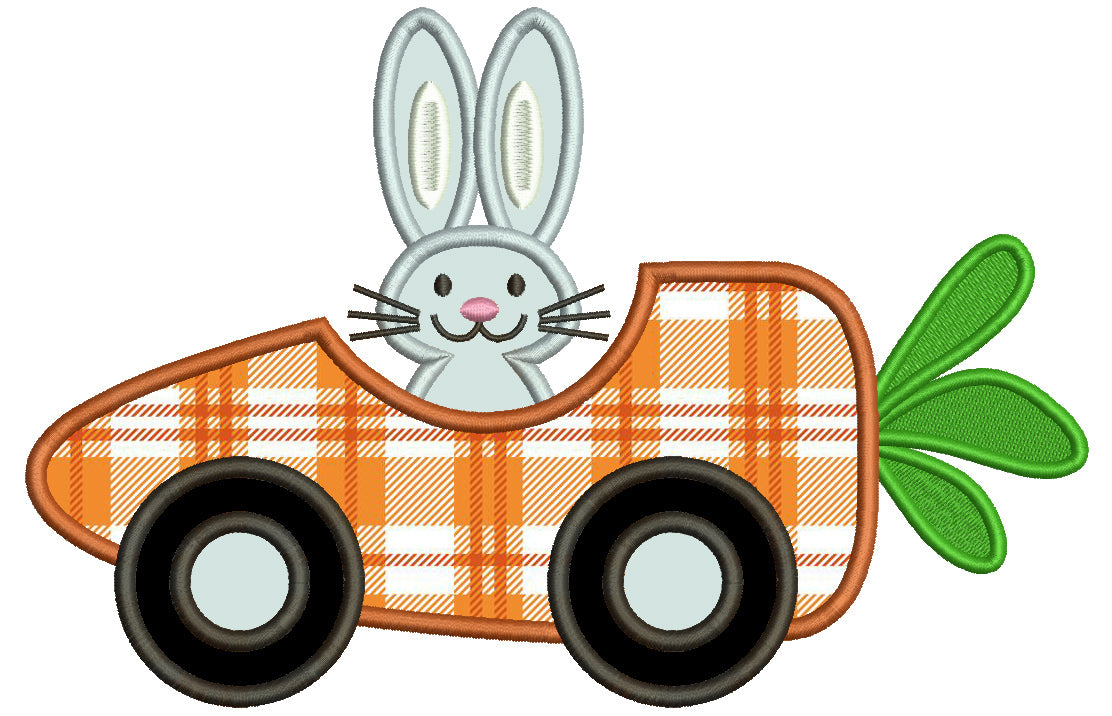 Bunny Inside a Carrot Racing Car Easter Applique Machine Embroidery De ...
