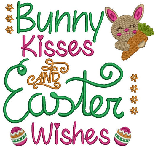 Bunny Kisses and Easter Wishes With Easter Eggs Filled Machine Embroidery Design Digitized Pattern