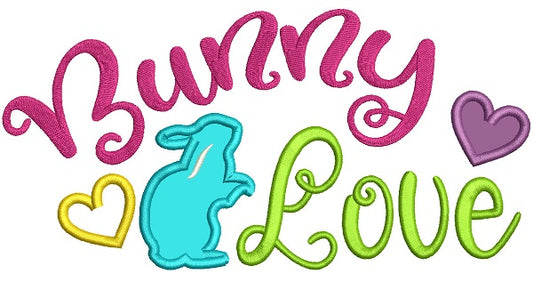 Bunny Love With Hearts Applique Easter Machine Embroidery Design Digitized Pattern