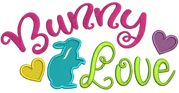 Bunny Love With Hearts Filled Easter Machine Embroidery Design Digitized Pattern