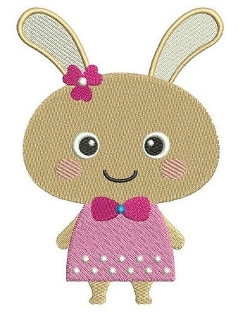 Bunny Rabbit Machine Embroidery Digitized Design Filled Pattern - Instant Download - 4x4 , 5x7, 6x10