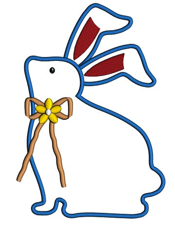 Bunny Rabbit with big ears Applique Machine Embroidery Digitized Design Pattern