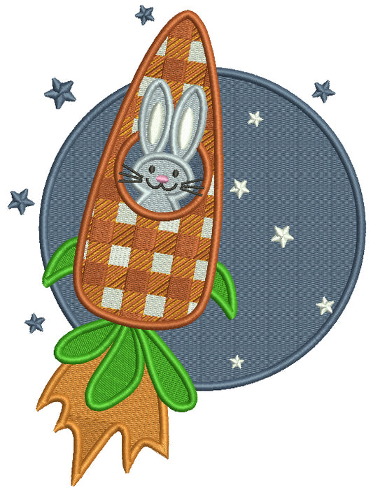 Bunny To The Moon Easter Filled Machine Embroidery Design Digitized Pattern