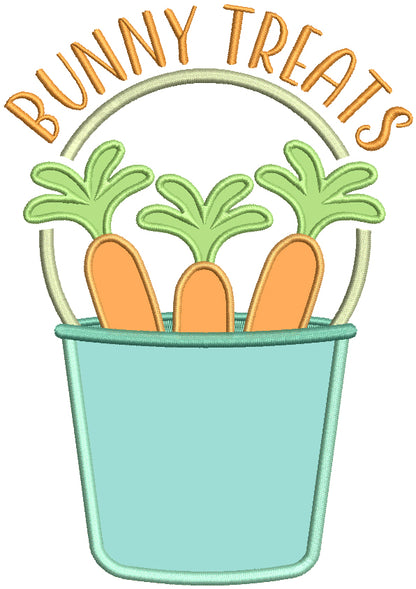 Bunny Treats Three Carrots Easter Applique Machine Embroidery Design Digitized Pattern