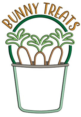 Bunny Treats Three Carrots Easter Applique Machine Embroidery Design Digitized Pattern