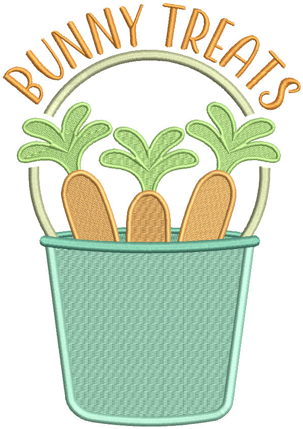 Bunny Treats Three Carrots Easter Filled Machine Embroidery Design Digitized Pattern