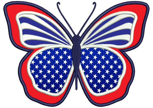Butterfly American Flag 4th of July Independence Day Applique Machine Embroidery Digitized Design Pattern