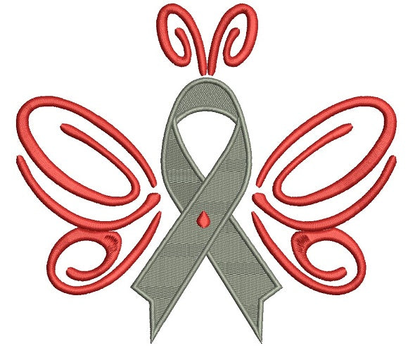Butterfly Cure Diabetes Ribbon Filled Machine Embroidery Design Digitized Pattern