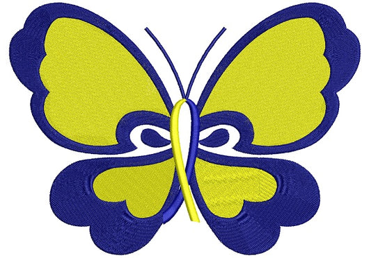 Butterfly Down Syndrome Awareness Filled Machine Embroidery Digitized Design Pattern