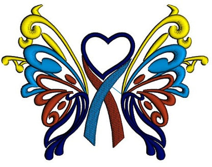 Butterfly Heart Autism Awareness Applique Machine Embroidery Digitized Design Pattern - Instant Download - 4x4 , 5x7, 6x10 -hoops