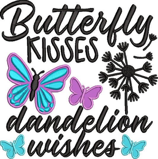 Butterfly Kisses Dandelion Wishes Applique Machine Embroidery Design Digitized Pattern