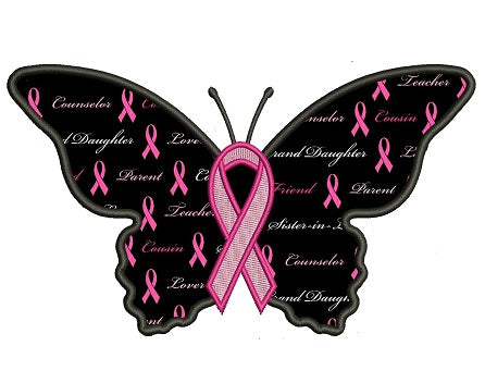 Butterfly Support Breast Cancer Applique Machine Embroidery Digitized Design Pattern