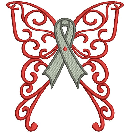 Butterfly Wings Cure Diabetes Ribbon Filled Machine Embroidery Design Digitized Pattern