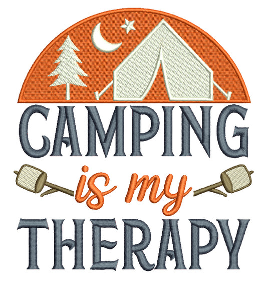 Camping Is My Therapy Filled Machine Embroidery Design Digitized Pattern