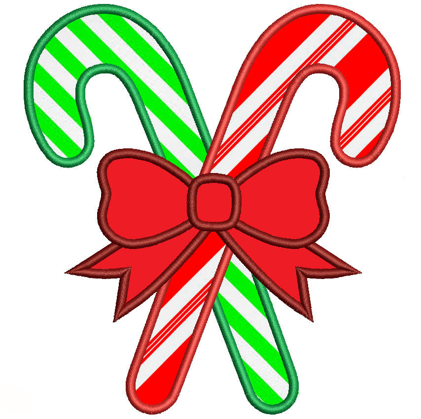 Candy Cane Christmas Applique Machine Embroidery Digitized Design Pattern