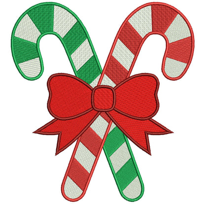 Candy Cane Christmas Filled Machine Embroidery Digitized Design Pattern