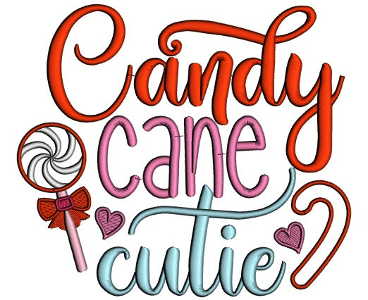 Candy Cane Cutie Christmas Applique Machine Embroidery Design Digitized Pattern
