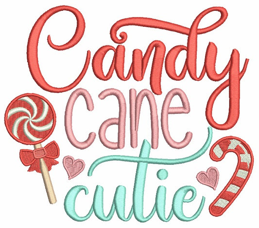 Candy Cane Cutie Christmas Filled Machine Embroidery Design Digitized Pattern