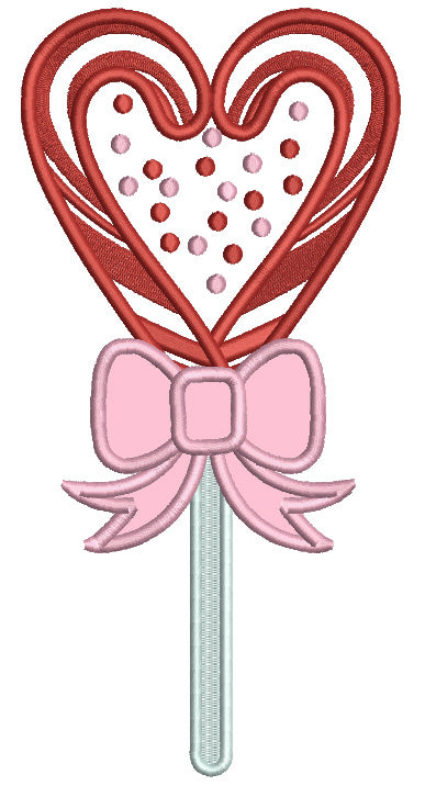 Candy Cane Heart Applique Machine Embroidery Design Digitized Pattern