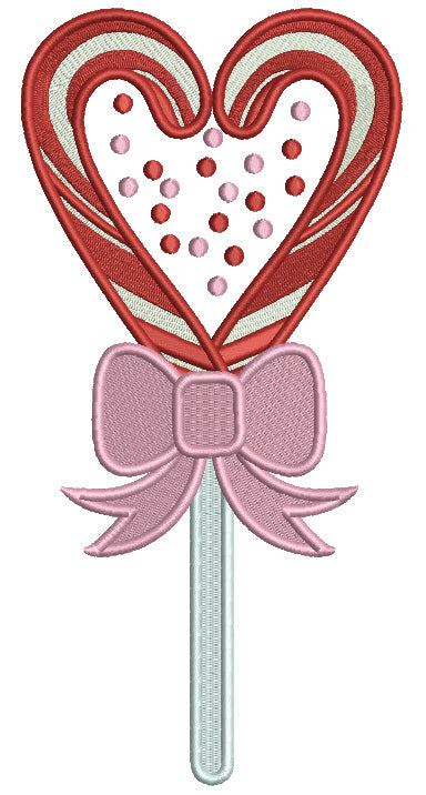 Candy Cane Heart Filled Machine Embroidery Design Digitized Pattern