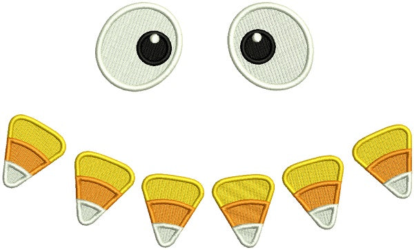 Candy Corn Eyes Halloween Filled Machine Embroidery Design Digitized Pattern