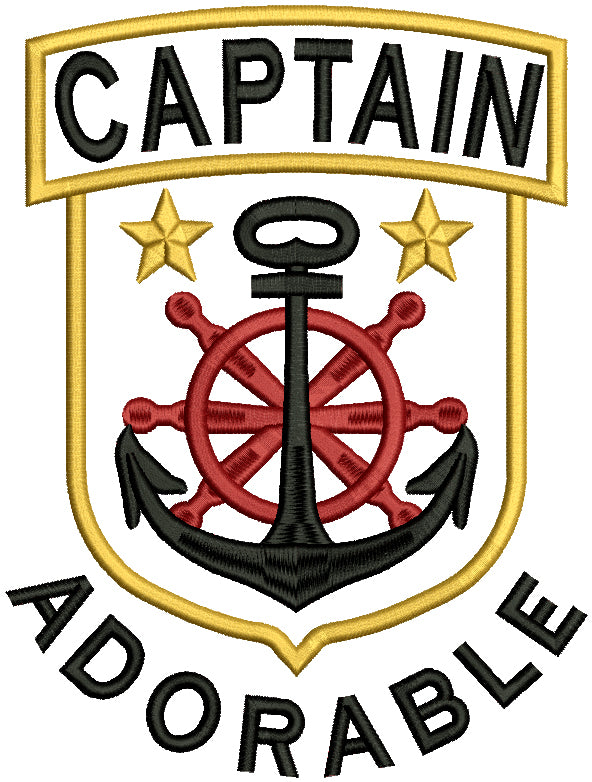 Captain Adorable Nautical Anchor Filled Machine Embroidery Design Digitized Pattern