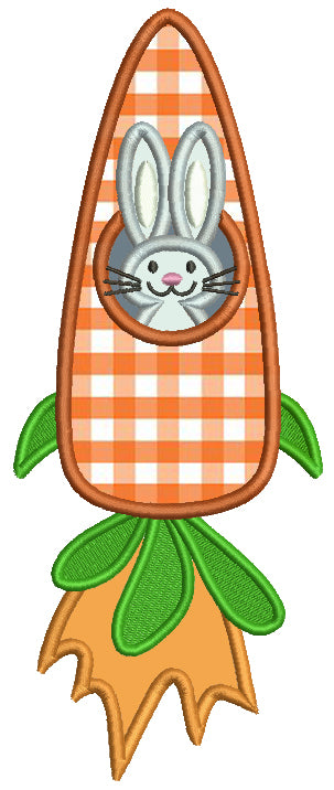 Carot Rocket Ship Easter Bunny Applique Machine Embroidery Design Digitized Pattern